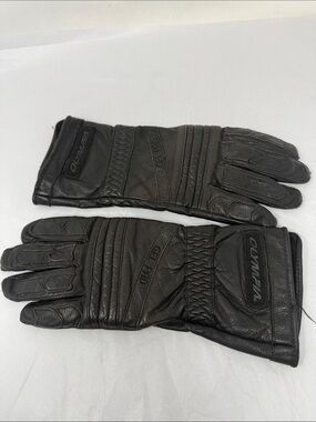 Olympia Men’s Medium Black Leather Gel Pad Motorcycle Riding Gloves Gel Padding